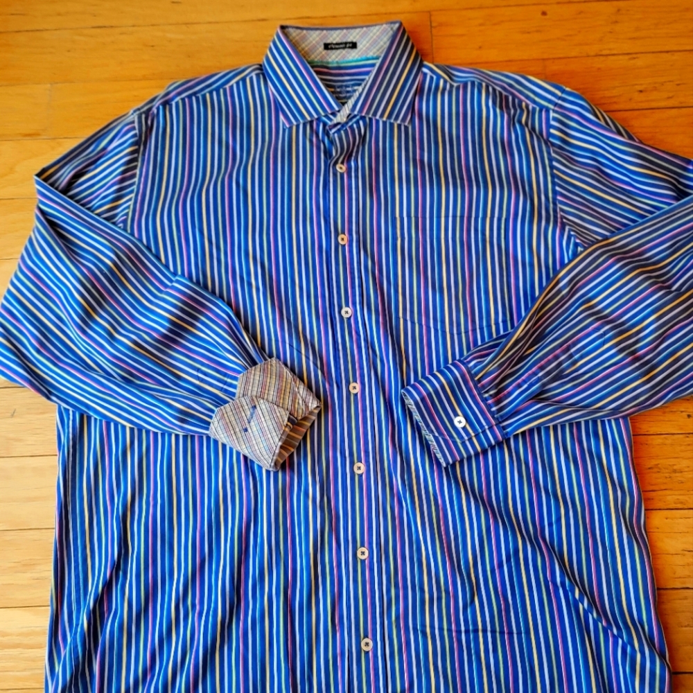 Bugatchi men's shirt pastels stripes